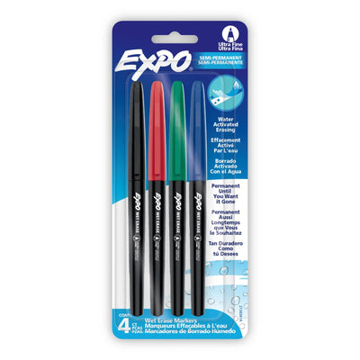 Expo Assorted Ultra Fine Tip Wet Erase Markers, 4 Count (2134341A)
