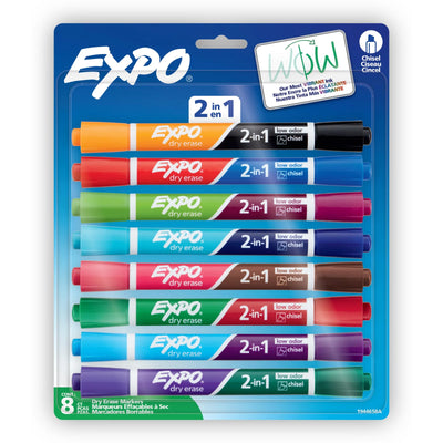 Expo 2-in-1 Dry Erase Markers, 16 Assorted Colours, Chisel Tip, 8 Count (1944658A)