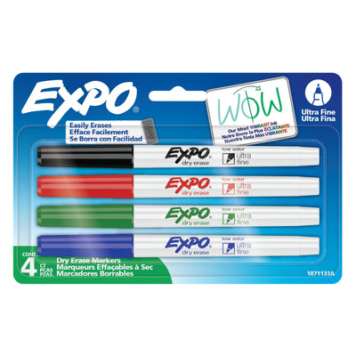 Expo Dry Erase Markers, Assorted Colours, Ultra Fine Tip, 4 Count (1871133A)