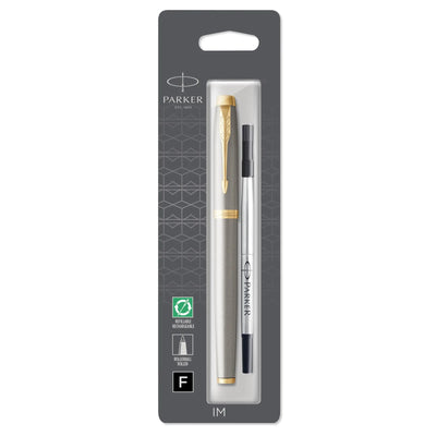 Parker IM Rollerball Pen, Fine Point Black Ink, Brushed Metal (1975542)