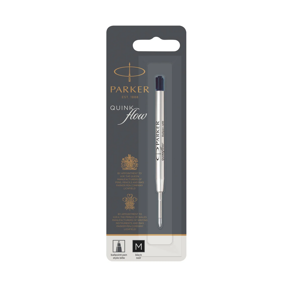 Parker Ballpoint Pen Refill, Medium Tip, Black QUINKflow Ink, 1 Count