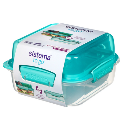 Sistema To Go Square Lunch Box, 1.24 L, Colour May Vary, 1 Pack (2161053C)