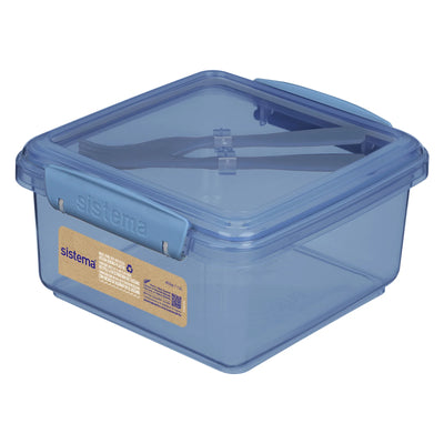 Sistema Ocean Bound Plastic Lunch Box Plus Cutlery, 1.2 L, Teal or Blue (2165236ZS)