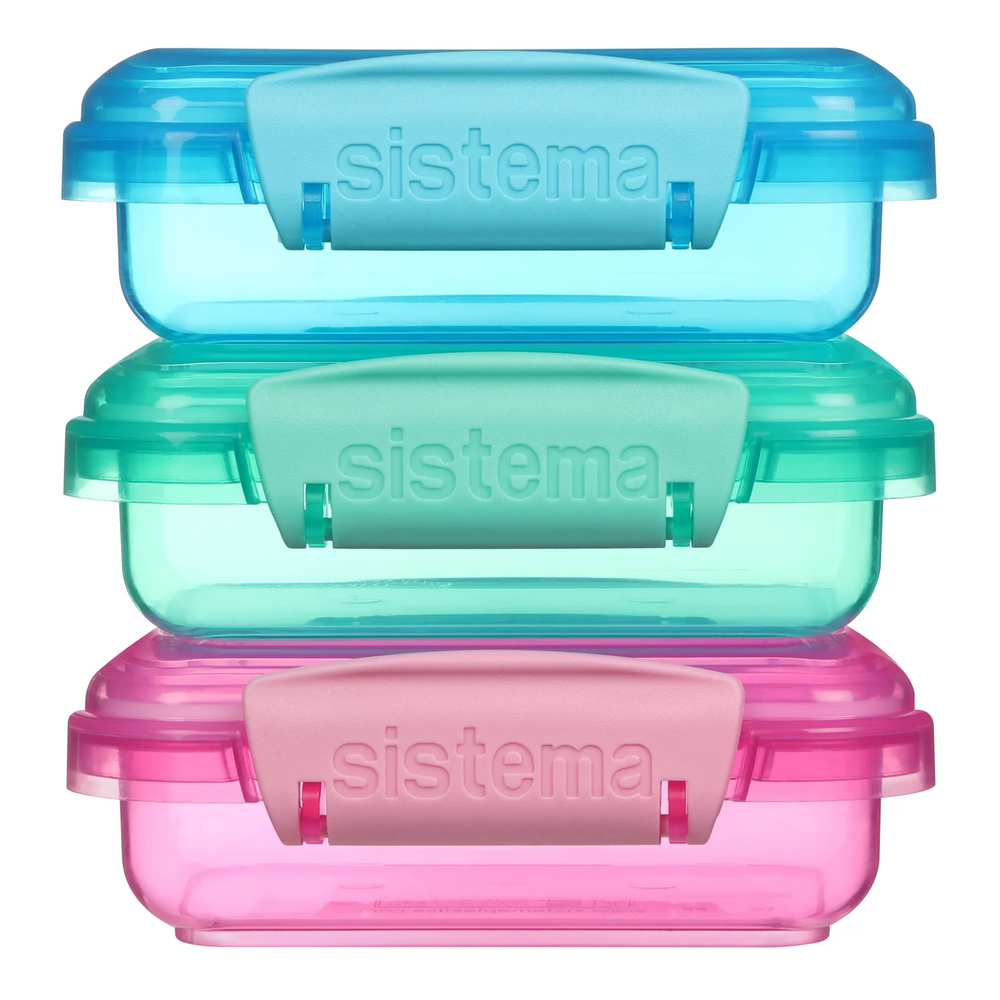 Sistema Lunch Collection Food storage Containers, Assorted Colours, 3 Pack