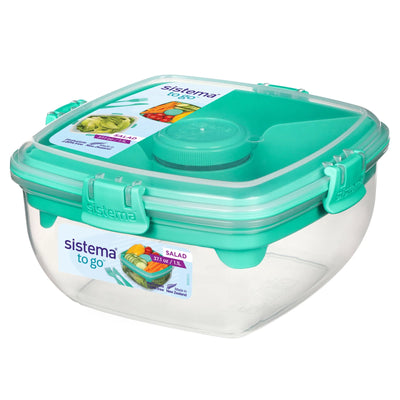 Sistema Salad To Go Lunch Box with Compartments, Cutlery & Dressing Container, 1.1 L, 1 Pack (2135653)
