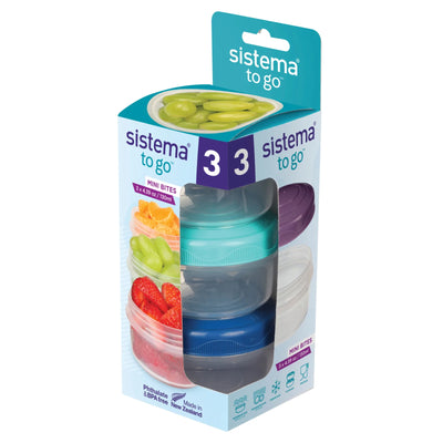 Sistema To Go Mini Bites 130 mL 3 Pack Assorted Colours (21467NWT)