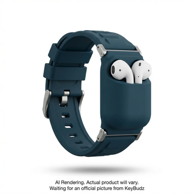 KeyBudz Sync+ Series FKM Apple Watch Strap and AirPod Dock - Tidal Blue (Large) (AW_S7L_TBL)
