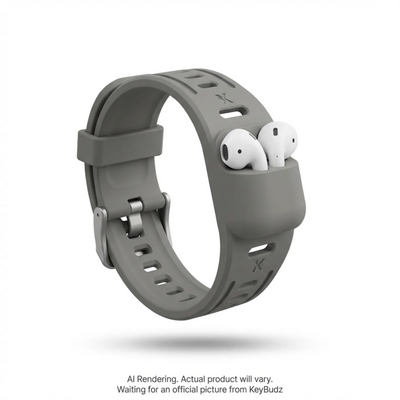KeyBudz Sync+ Series FKM Apple Watch Strap and AirPod Dock - Stone Grey (Large) (AW_S7L_SGY)