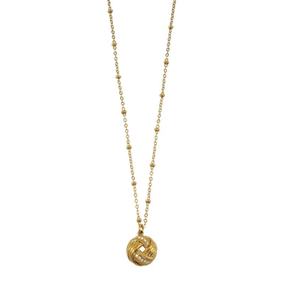 SALAMASINA Gold: Crystal Interwoven Knot Pendant Necklace
