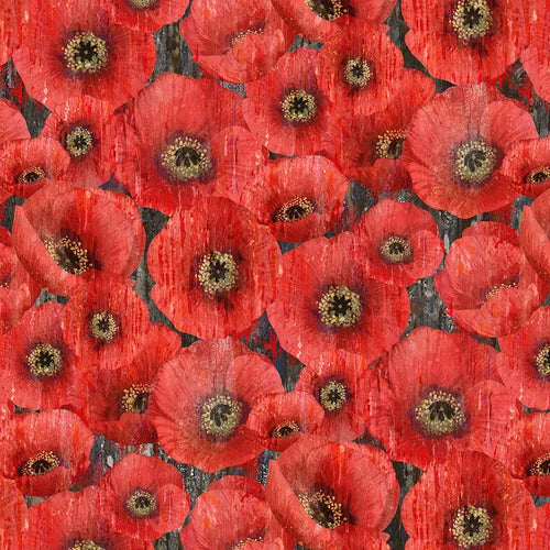 Northcott Studio - Poppy Meadow DP29088-97 Packed Poppy Charcoal Multi
