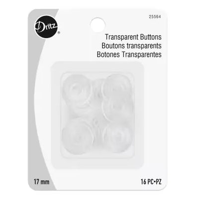 Dritz Buttons - 17mm 2 hole - Transparent Round