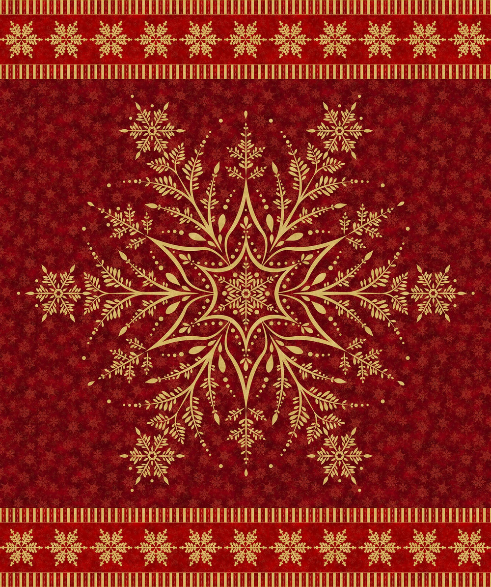Shimmer Frost Snowflake PANEL - RED