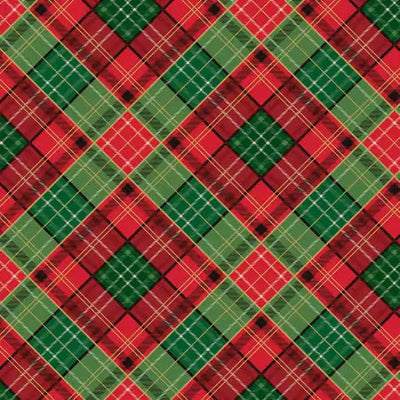 Poinsettias at Christmas - Riley Blake Designs - Multi Plaid - CF17633R-MULTI