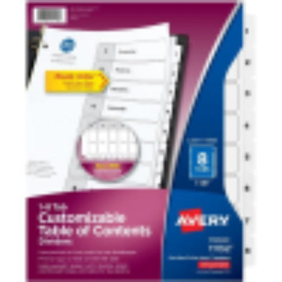 Avery Ready Index Table of Contents Dividers, 8 Tabs, Laser/Inkjet (11132)