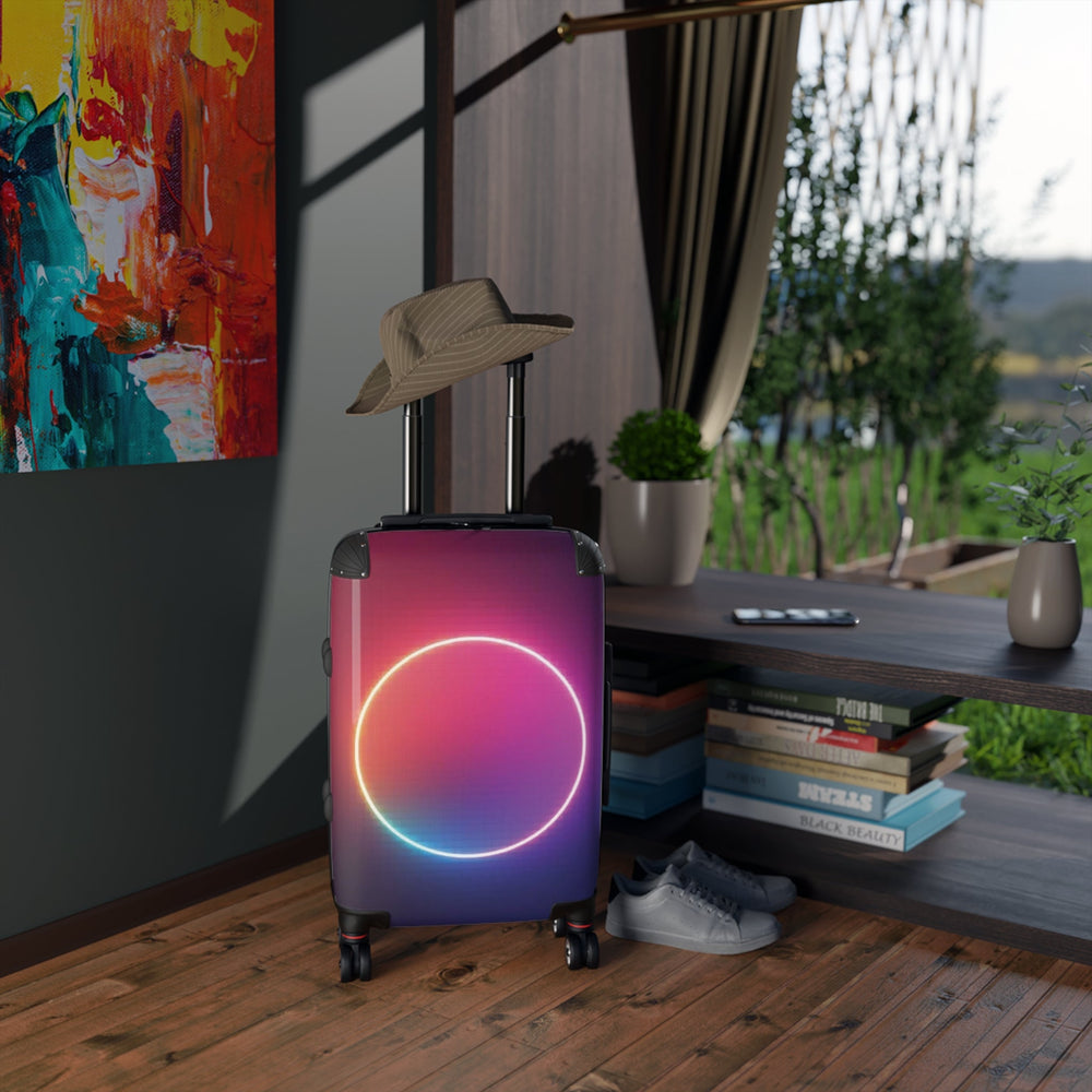 Valise de cabine Halo Néon – Motif cercle dégradé