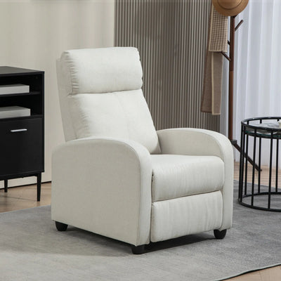 Cream White Fabric Recliner Chair – Manual Home Theater & Living Room Sofa with Padded Seat (United States & Canada Delivery Only)