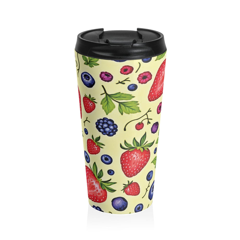 Tasse de voyage isotherme en acier inoxydable à motif de fraises et petits fruits – Gobelet imprimé fruits