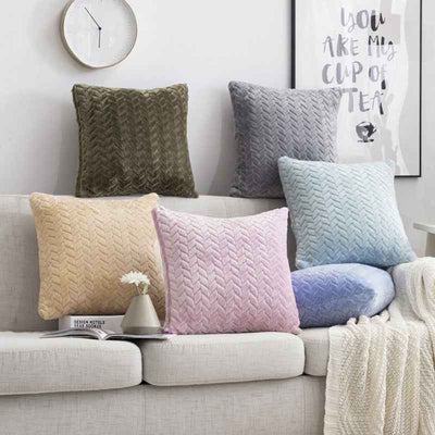 Housse de coussin en flanelle nordique – Douce taie d'oreiller unie pour la décoration intérieure