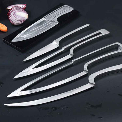 Ensemble de couteaux de cuisine en acier inoxydable 440C – Couteaux de chef, à fruits, d'épluchage et à trancher avec support