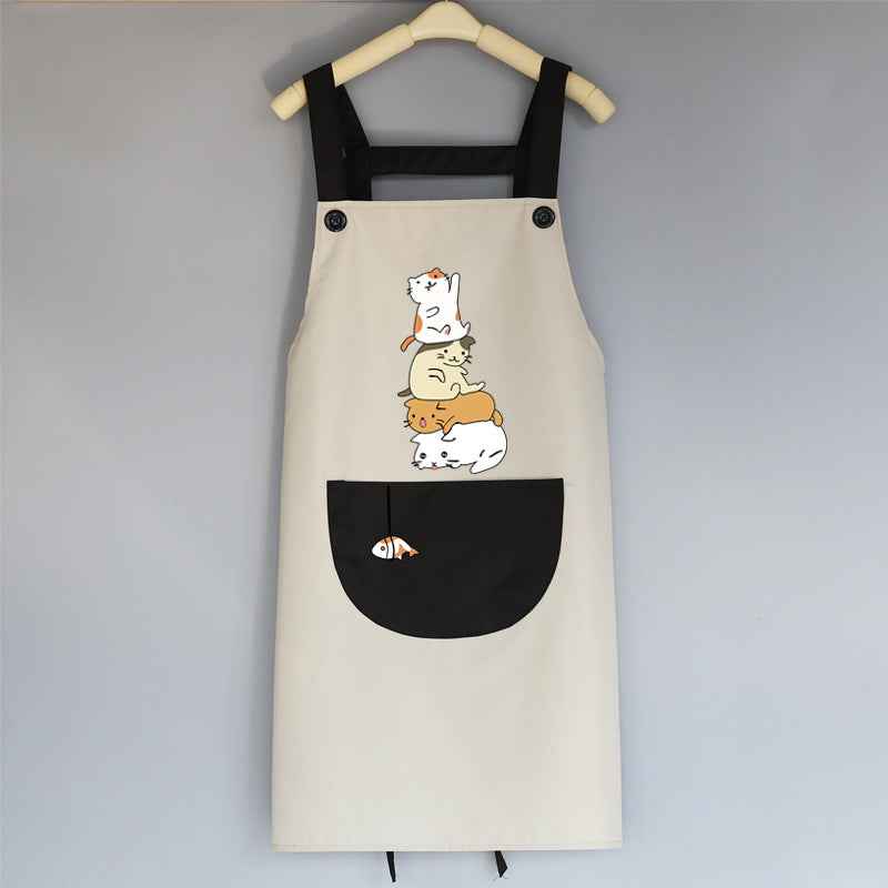 Tablier de cuisine mignon pour femme, style japonais/coréen, imperméable et oléofuge
