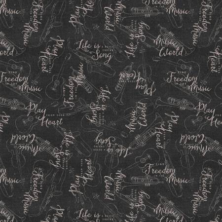 Musical Gift by Katie Pertiet - Black Word Toss — Cottage Quilting Ltd.