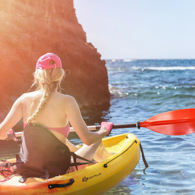 Kayak monoplace sit-on-top avec pagaie en aluminium détachable - Jaune