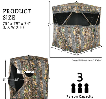 3 Person Portable Surround View Tent with Slide Mesh Window