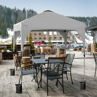 Tente de réception escamotable de 2 x 2 m à hauteur réglable avec sac à roulettes - Blanc
