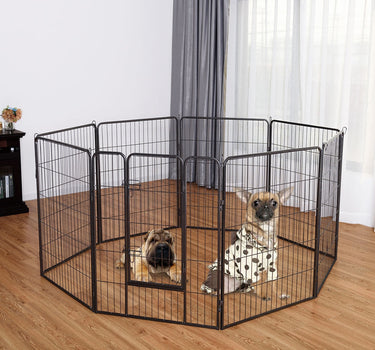 8 Metal Panel Heavy Duty Pet Playpen Dog Fence with Door-40 Inch