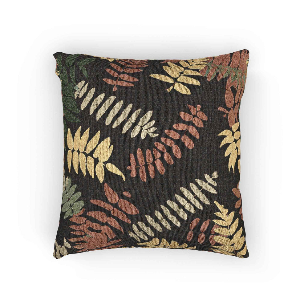 Fern Leaf Pattern Woven Pillow, Retro Botanical Throw Pillow | Earth Tone Leaves