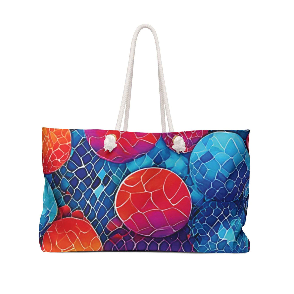 Vibrant Mosaic Bubbles Weekender Bag | Colorful Beach Large Tote Bag