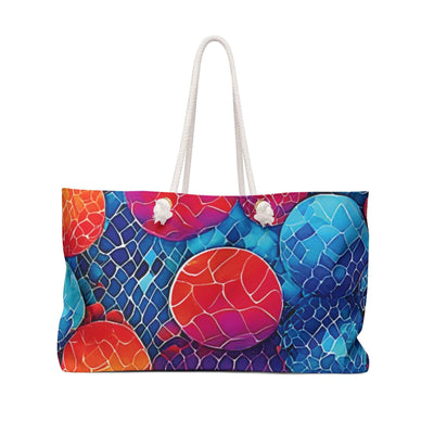 Vibrant Mosaic Bubbles Weekender Bag | Colorful Beach Large Tote Bag