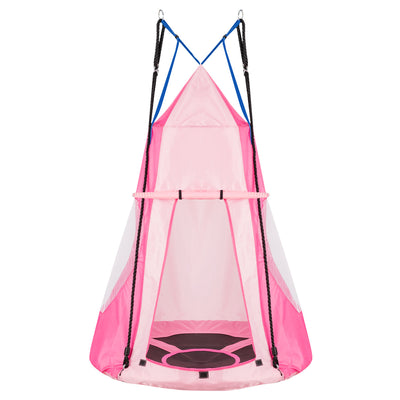 Fauteuil suspendu 2-en-1 pour enfants de 100 cm, ensemble de balançoire-tente détachable - Rose