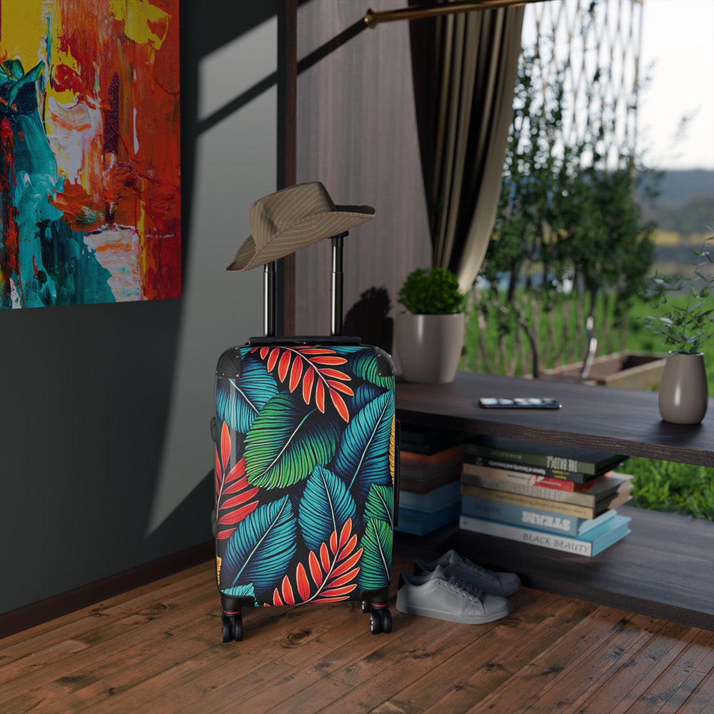 Valise de cabine à motif feuilles tropicales – Bagage de voyage coloré à imprimé palmiers