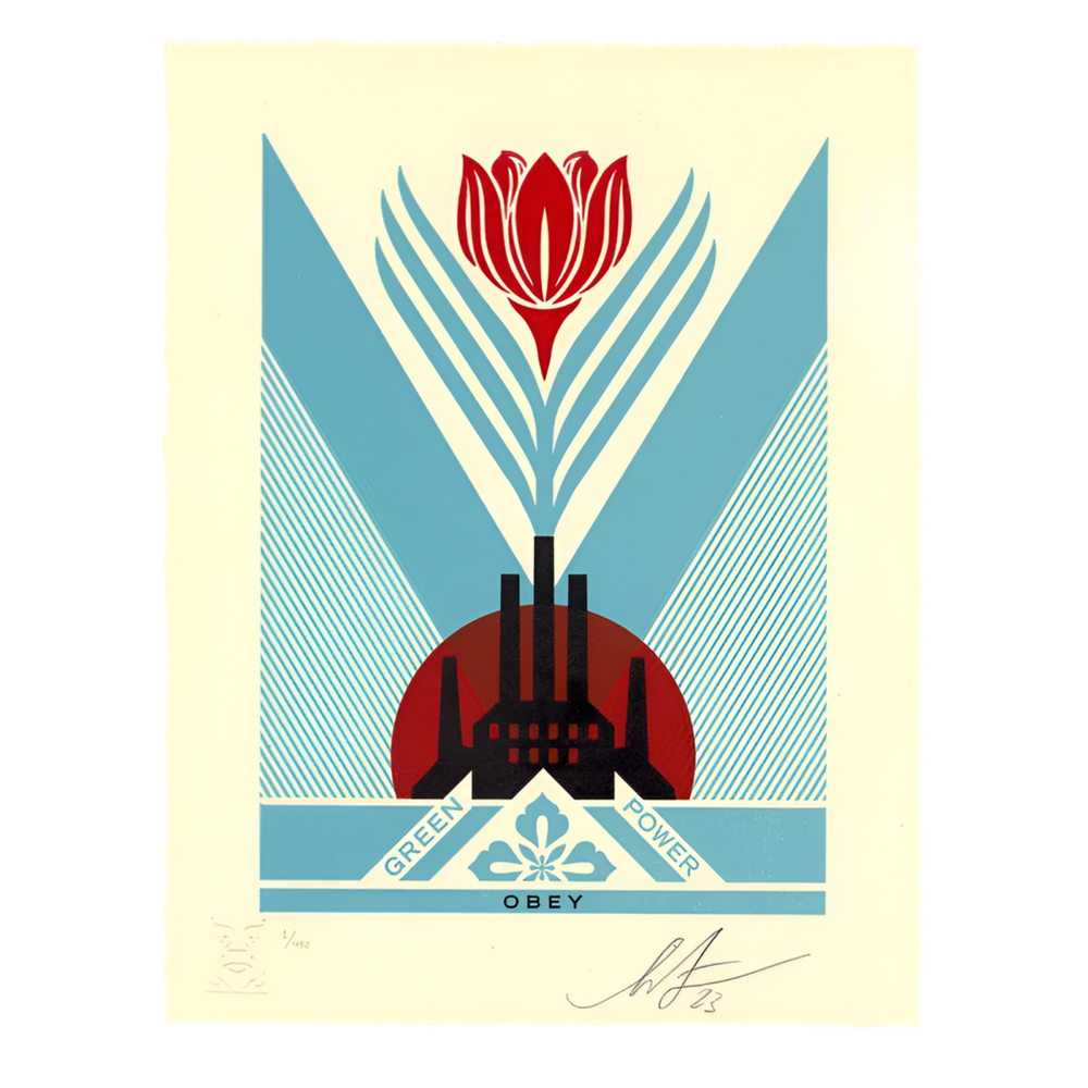 Autocollant Obey 'Green Power Industry' - Bleu