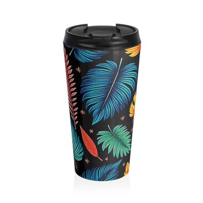 Tropical Leaf Pattern Stainless Steel Travel Mug