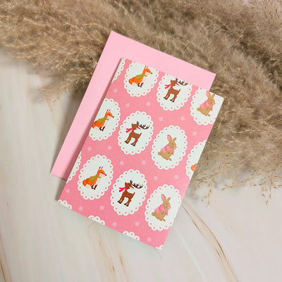 Mini carte de vœux Animaux des bois douillets
