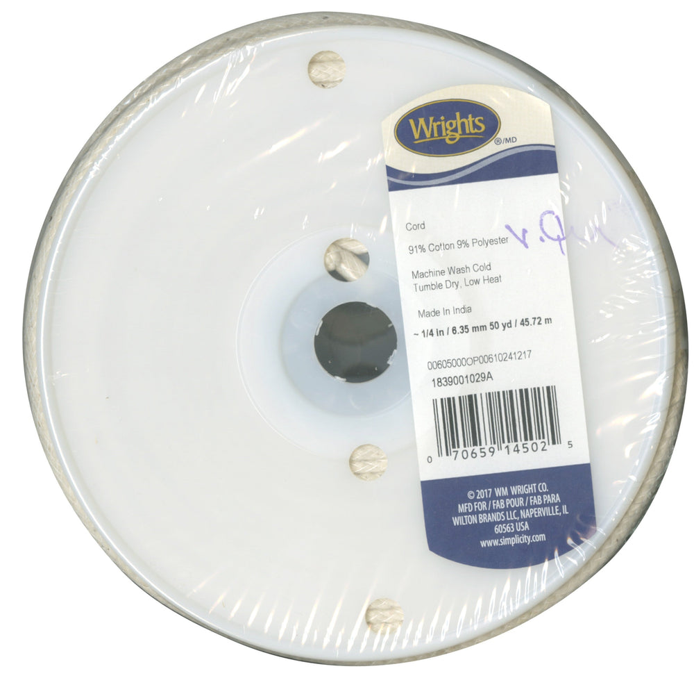 Cordon de Passepoil en Coton 8/32 po (1/4 po) Naturel