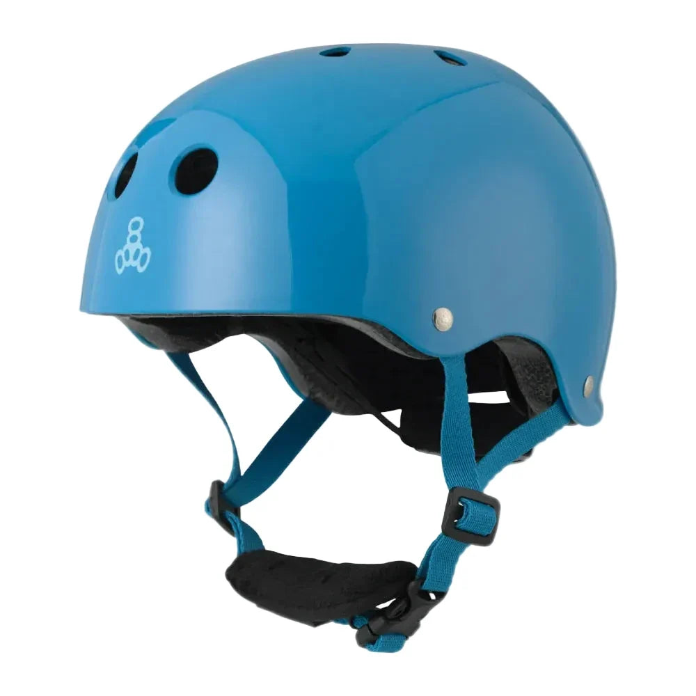 Casque de skateboard Triple 8 'LIL 8' double certification avec EPS - Bleu lustré (ENFANTS)