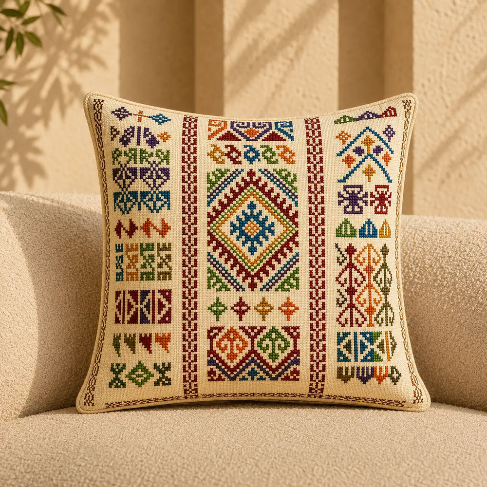 Ensemble de 2 housses de coussin – Tatreez palestinien – 18×18 po – Asic