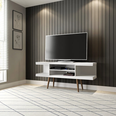 Eureka Modern 53.14" TV Stand with 4 Shelves - White