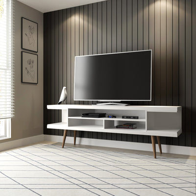 Meuble TV moderne Eureka de 70,47 po avec 4 étagères - Blanc