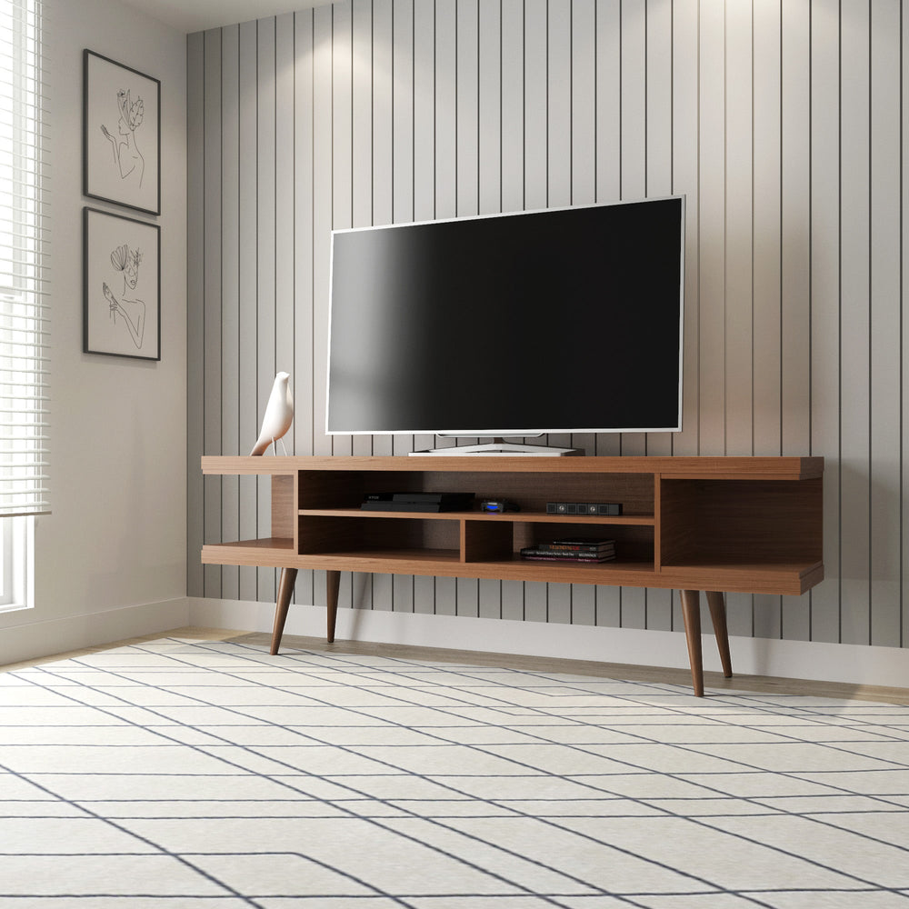 Eureka Meuble TV Moderne 70.47" avec 4 Tablettes - Érable Crème