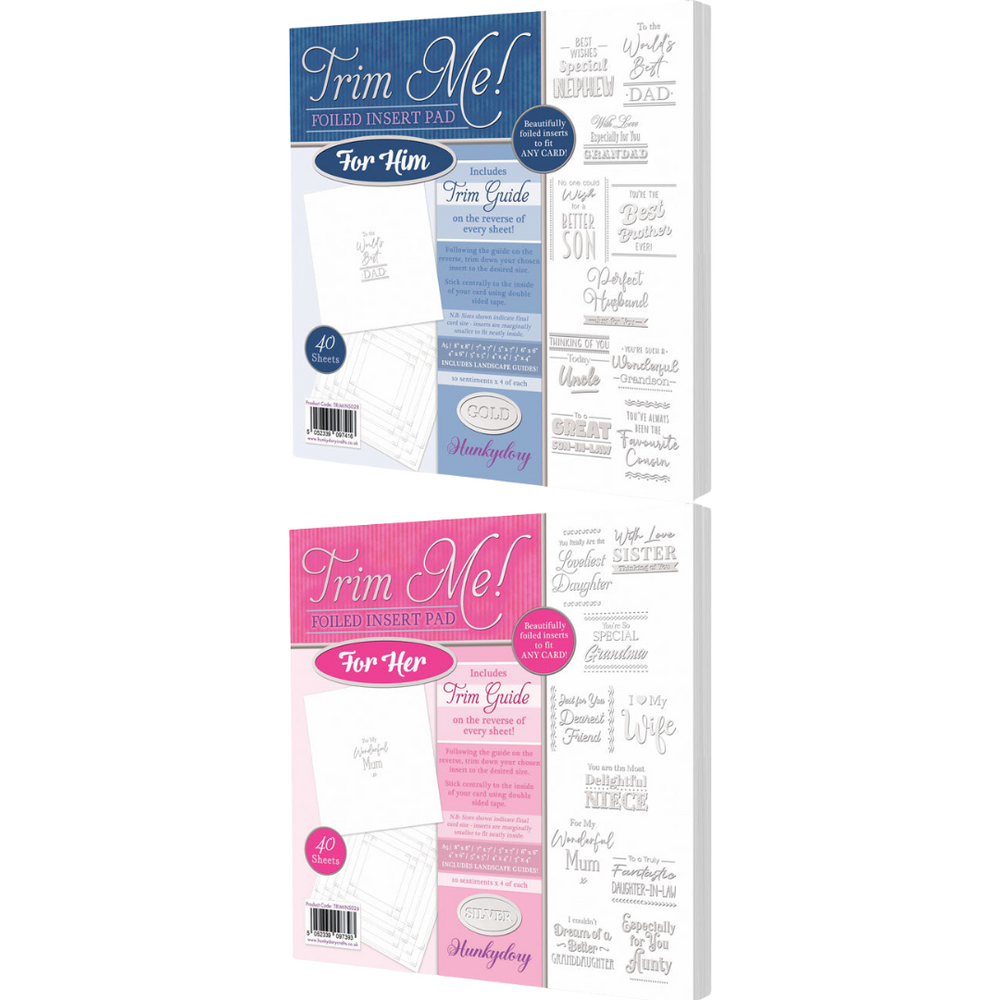 Trim Me! Foiled Insert Pad - Him/Her Silver — Ecstasy Crafts
