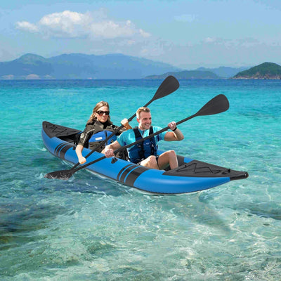 Goplus Kayak Gonflable Biplace 3,8 m | Canot 1-2 Personnes | Capacité 230 kg | Tous Accessoires et Sac de Transport Inclus