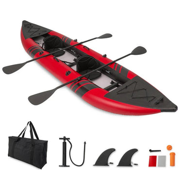 Goplus 12.5 ft Inflatable Tandem Kayak | 1-2 Person Canoe | 507 lbs Capacity | Includes All Accessories & Carry Bag