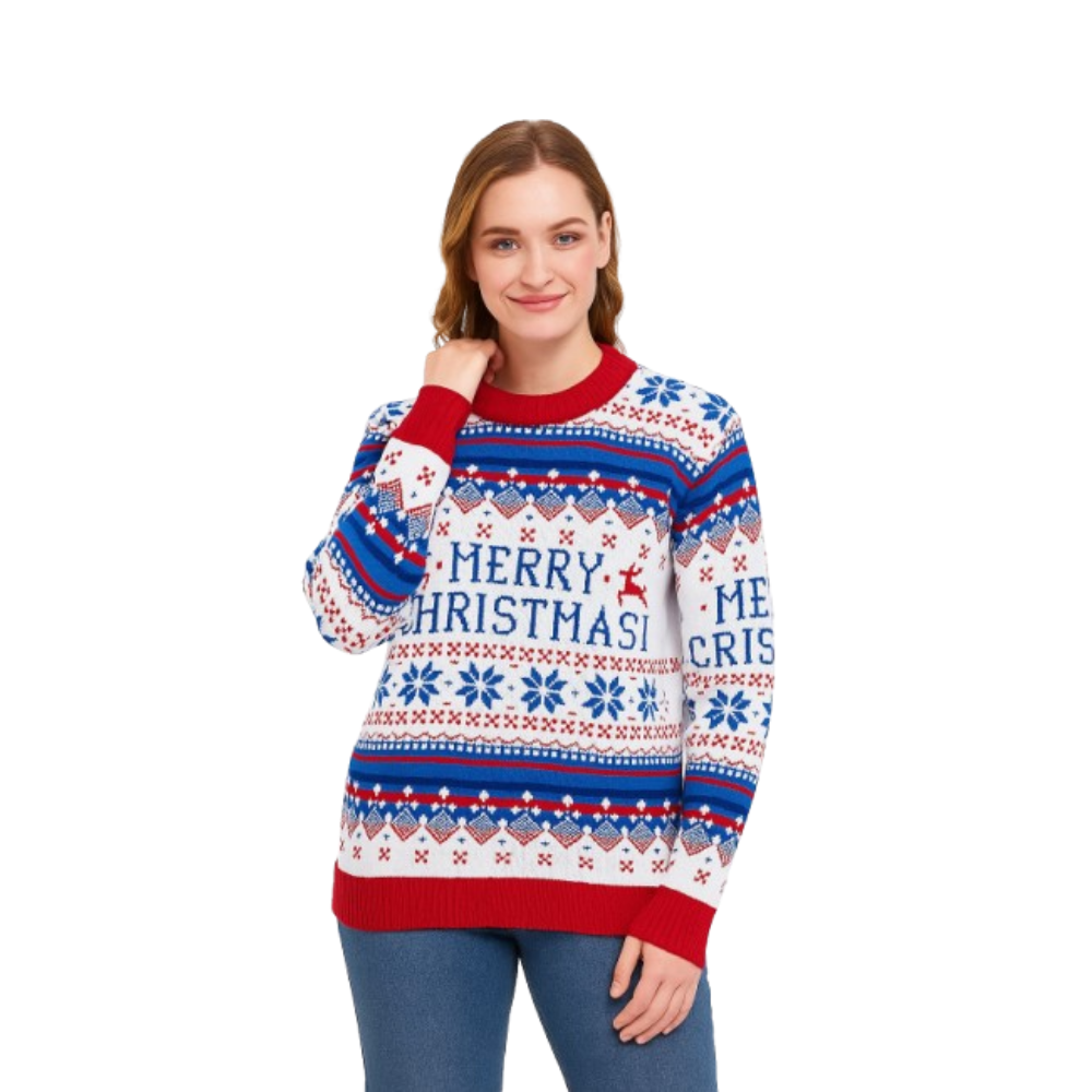 Pull de Noël blanc « Joyeux Noël »