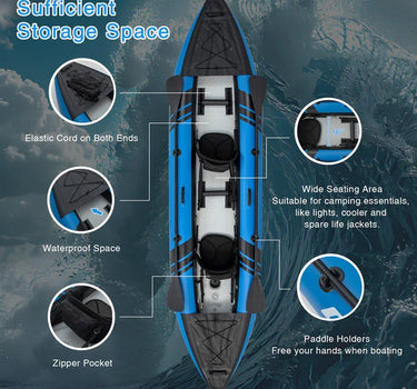 Goplus 12.5 ft Inflatable Tandem Kayak | 1-2 Person Canoe | 507 lbs Capacity | Includes All Accessories & Carry Bag
