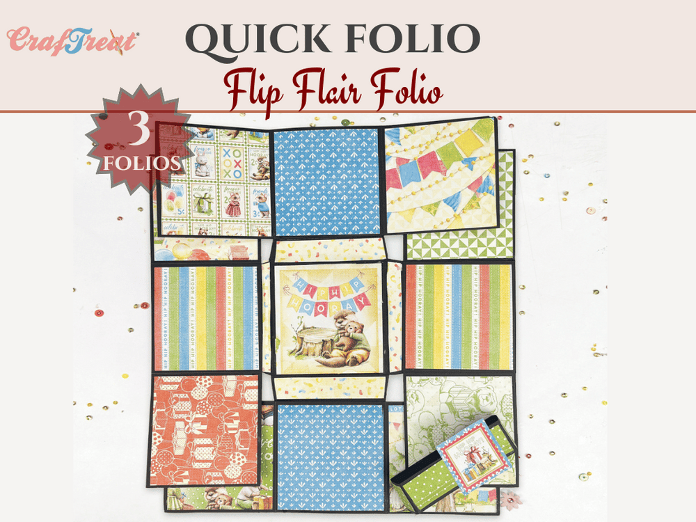 Craftreat Album de scrapbooking vierge Quick Folio - Flip Flair Folio - Noir, kraft et blanc