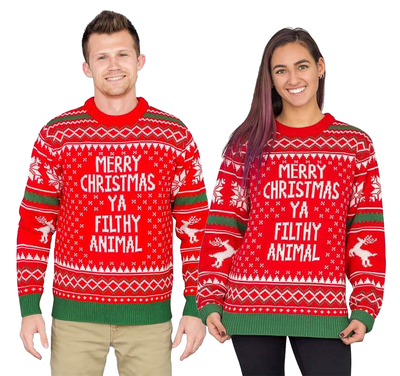 Couple - Joyeux Noël sale bête Flocon de neige et pull Renne
